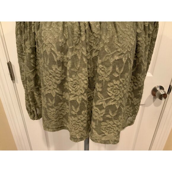 Deletta Anthropologie Green Floral Lace Off-The-Shoulder Top, Size XS - Picture 3 of 7